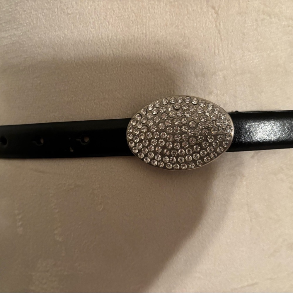 Nine West Black Belt with Silver Embellished Buckle